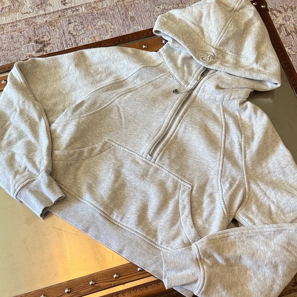 Lululemon Scuba Oversized Half Zip Cropped Hoodie Gray XS/S